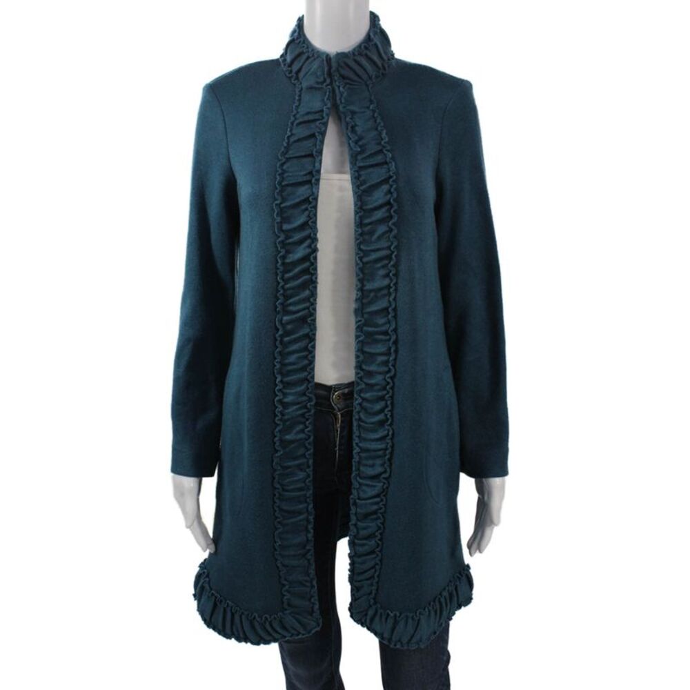 Pure Essence Womens Coatigan Dark Blue High Neck Long Sleeve Size XS